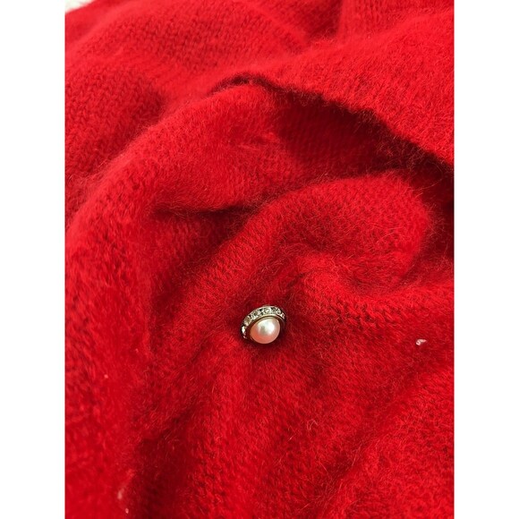 Vtg Nieman Marcus OId Money Angora Blend Cozy Red Cardigan Sweater Womens Large - Picture 7 of 7